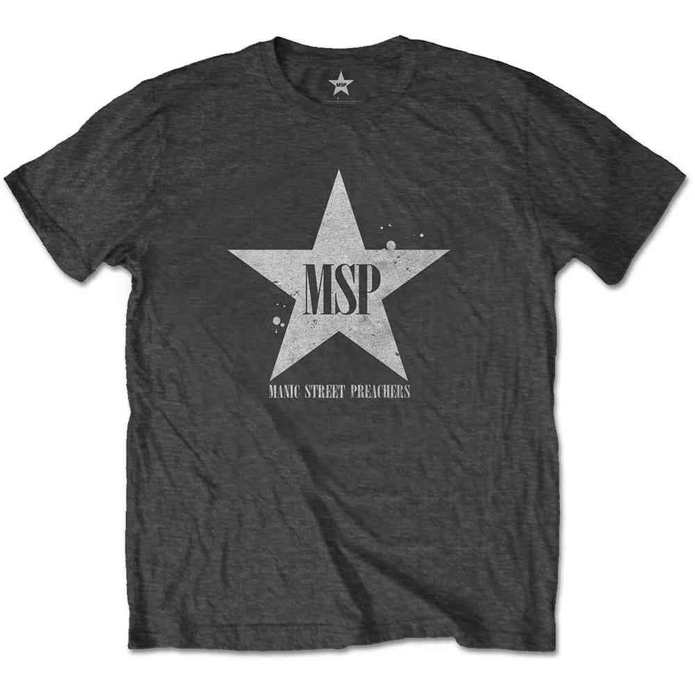 Manic Street Preachers - Classic Distressed Star Heren Tshirt - Grijs